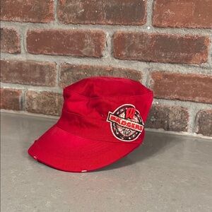 Vibrant Red Military-Style Hat with Wisconsin Badgers logo